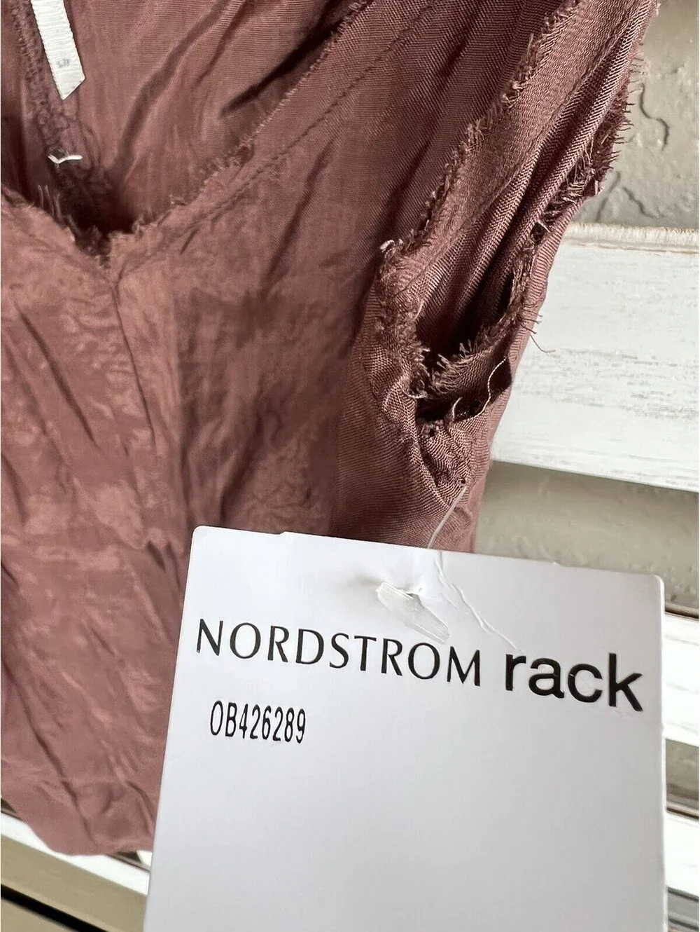 New Free People One Tank Top Small Crinkle Rayon Camisole Brown V Neck FP.